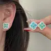 Pendientes de Circonita de Trébol de Cuatro Hojas Frescos y Elegantes para Mujer, con un Toque de Lujo Ligero, de Nicho, Exquisitos, de Alta Gama, Modernos y Versátiles