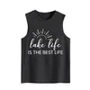 A vida no lago é a melhor Camiseta regata feminina solta grande casual confortável Amazon eBay site independente