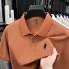 Camisa Polo de Algodón Puro de Manga Corta con Cuello para Hombre Verano 2025 Nueva Camiseta de Negocios de Color Sólido para Hombres de Mediana Edad