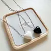 Em Estoque Importado da Coreia Corrente de Contas Metálicas Dongdaemun Corda Preta Colar Longo de Coração Corrente para Suéter Moda Doce Estilo Cool