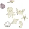 Nuevo Estilo Ins Madera Verano Estilo Océano Concha Estrella de Mar Pulpo Cangrejo Pez Diablo Mesa de Postres Decoración de Pastel