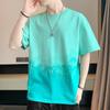 T-shirt masculina de manga curta de algodão de verão nova meia-manga moda moda roupas plus size soltas estilo Hong Kong moda marca all-matching masculino T