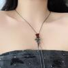 Colar Extensível Rosa Vermelha para Mulheres, Design de Nicho, Alto Padrão, Doce e Cool Sexy, Estiloso, Elegante, Tendência de Corrente para Suéter