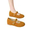 Aumento de Altura Interior 3cm Zapatos de Mujer Mary Jane Retro, Zapatos Planos de Suela Suave, Boca Poco Profunda, Versátiles y Cómodos Zapatos de Abuela, Estilo Mori