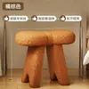 Taburete de Tocador con Lazo, Taburete de Lana de Cordero, Reposapiés para Cambiar Zapatos, Taburete Bajo de Sofá, Taburete de Maquillaje, Cojín para Tocador, Diseño Sencillo