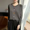 Cardigan de Punto Grueso de Algodón Puro con Cuello Redondo, Manga Larga, Color Sólido, Botones, Ropa Exterior para Mujer, Nuevo Otoño/Invierno 2026