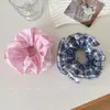 Goma para el pelo estilo coreano para mujer, Diadema a cuadros de doble capa fresca y sencilla, Accesorio para moño de tela de encaje estilo perezoso