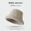 Chapéu de Pescador Pelúcia Cor Sólida Texturizado Transfronteiriço Outono e Inverno Espessado Quente Japonês Simples Versátil Versão Leve Grande Circunferência da Cabeça Chapéu Balde