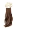 Peruca Rabo de Cavalo Feminino Faixa de Cabelo com Renda Rabo de Cavalo Lateral Baixo Pegador de Rabo de Cavalo Feminino Camadas Levemente Enroladas Grande Elástico de Cabelo Artificial Rabo de Cavalo