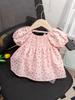 Camisa de Manga Corta de Verano Nueva 2024 para Niñas Bebé Niña Delgada Moda Dama Falda con Mangas Abullonadas Florales Top
