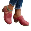 2026 Nuevos Zapatos Mula con Tacón Grueso Tallado Estilo Retro para Mujer, Punta Cerrada, Huecos, Transpirables, Sandalias de Tacón Alto, Estilo Moderno y Versátil