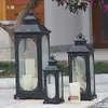 Linterna Portátil Retro de Pie Linterna de Viento Grande Creativo Portavelas para el Hogar Linterna Guía de Camino para Bodas Decoración de Linterna de Caballo