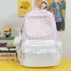 Mochila dulce con estampado estilo coreano para estudiantes de secundaria y preparatoria, con un diseño de ribete de encaje femenino, para uso transfronterizo.