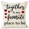 Funda de almohada con letras de amor para San Valentín, decorativa para el hogar, de lino con borde cruzado, al por mayor