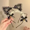 Tiara de Orelha de Gato de Renda para Mulheres, Estilo Cosplay, Exquisita com Dentes, Antiderrapante, Design de Nicho, Moderna para Sessões de Fotos