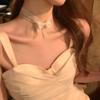 Collar gargantilla de encaje blanco suave con doble lazo para primavera y verano, súper hada, súper dulce, chica, puro deseo