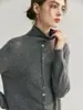 Jan Man/ Gris Retro Cuello Alto Suave Mullido Tejido Cárdigan Abrigo Mujer 2026 Otoño Cárdigan de Punto