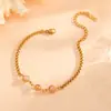 Elegantes Versáteis Aço Titânio Banhado a Ouro 18K Real Europeus e Americanos High-End Coloridos Pedras Multi-Coloridos Redondos Aço Inoxidável Pulseiras para Mulheres