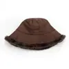 Sombrero de cubo versátil de gamuza con etiqueta para mujer, Otoño e Invierno, Aspecto natural, Adelgazante, Piel sintética de conejo engrosada, Sombrero de pescador cálido