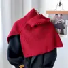 Chal de punto de cuello alto con abertura de moda para mujer, estilo coreano Otoño Invierno, bufanda de punto versátil, calentador de cuello de lana cálido a prueba de frío, jersey