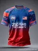 Estación Independiente 2025 Impresión 3D Digital Aniversario 250 de EE. UU. Manga Corta Cuello Redondo Casual Cómodo Ajuste Holgado Camiseta