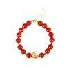 Buena Suerte en el Año del Caballo, Pulsera Roja de Sándalo de Año Nuevo, Pulsera Morada Dorada con Forma de Corazón y Caballo Pequeño, Pulsera de Ágata Roja para Niñas