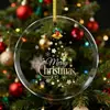 Colgantes redondos y en forma de corazón de cristal navideño, colgantes transparentes estampados, decoración esencial para el árbol de Navidad, regalos