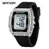 Popular Reloj Electrónico Sanda con Forma de Barril y Pantalla Única, Despertador Impermeable, Reloj de Pulsera para Estudiantes, Reloj Multifuncional con Esfera Grande, Dropshipping