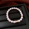 Pulseira Redonda Elástica com Contas de Zircônia e Pérola, Design Simples e de Nicho, Sensação de Luxo Leve e de Alta Qualidade, Joias Femininas