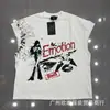 Camiseta de manga corta con lavado desgastado, adornada con pedrería, de emoción mixta, corte holgado, casual, versátil, cuello redondo, marca de moda, estampado vintage