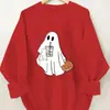Sudadera con Estampado de Fantasma de Dibujos Animados Talla Grande para Mujer - 100% Algodón