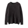 Suéter clásico coreano de punto trenzado 100% cachemira pura para mujer, jersey grueso cepillado vintage, estilo casual