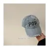 Colección Primavera 2026~ Gorra de Béisbol Infantil de Mezclilla Lavada Vintage con Letras y Visera Desgastada, Gorra de Pico Versátil Unisex