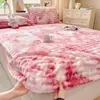 Sábana Cálida de Piel de Conejo de Invierno Protector de Colchón Espeso de Leche Polar Cubierta de Cama Antideslizante Cubierta de Ropa de Cama Cubierta Antipolvo