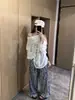 Toma real: Camiseta de protección solar holgada de talla grande para mujer con estampados divertidos estilo americano, pantalones casuales relajados para mujer, modernos