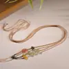 Novo Cordão para Pingente de Jade Hetian Estilo Chinês, Âmbar Vermelho do Sul, Pingente de Jade Dourado, Luxo Leve, Cordão de Colar Retrô de Nicho