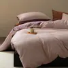 Nuevo juego de cuatro piezas de algodón cepillado engrosado para otoño e invierno, juego de tres piezas cálido de algodón puro bicolor de color liso para ropa de cama de dormitorio de estudiante