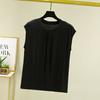 Camiseta de Algodón Estilo Coreano Elegante Oversize de Talla Grande para Mujer, Manga Corta Suelta con Cuello Redondo, para Commuter, Verano 2025