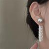 Agujas de plata 925 realmente muchos aretes de borla de perlas grises temperamento diseño nicho de lujo ligero aretes de alta gama aretes de mujer
