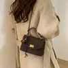 Bolsa de Mão Feminina com Corrente de Diamantes 2025 Nova Bolsa de Inverno Alta Qualidade Retrô Uma Alça Transversal Pequena Quadrada