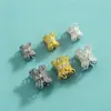 Prata Esterlina S925 Banhada a Ouro Contas Espaçadoras de Diamante Contas Cilindricas Rendadas Passe-partout DIY Pulseira de Cristal Branco Contas Espaçadoras Acessórios para Pulseira