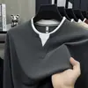 Sudadera casual tipo dos piezas falsas para niños, otoño, corte holgado, cuello redondo, manga larga, prenda básica moderna y versátil para adolescentes