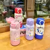 Copo Térmico para Meninas Alto Valor Estudante Grande Capacidade Copo de Isolamento Frio Garrafa de Água Portátil Canudo Duplo para Bebida Copo de Água Infantil