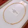 Colar de Pérolas de Arroz Madre Pérola Pérolas Barrocas Cristal Acessível Luxo High-End Retro Corrente para Clavícula Moda Versátil Colar para Mulheres