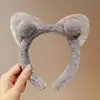 Faixa de cabeça de pelúcia fofa de desenho animado para lavar o rosto de mulheres, acessório de cabelo para outono e inverno, faixa de cabeça de coroa alta, antiderrapante, grampo de cabelo que não cai
