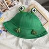Lindo sombrero de rana para mujer, primavera y verano, estilo coreano, sombrero de pescador combinable, estilo japonés, estudiante, dibujos animados, protector solar, sombrero de lavabo