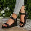 Sandalias Romanas Versátiles de Punta Abierta con Suela Gruesa, Estilo Vintage, Modernas, Talla Grande, Sandalias de Cuña, Nuevo Modelo de Verano 2026