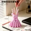 Porta-canetas em formato de vestido de princesa rosa, ornamento de mesa de escritório personalizado, caixa de armazenamento de material escolar para estudantes de grande capacidade