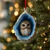 Decoración Navideña Huevo de Roca de Cristal Nuevo Producto Transfronterizo Colgante de Árbol de Navidad Búho Regalo Navideño Acrílico