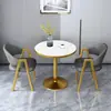 Mesa Redonda Pequena de Varanda Nórdica Casual Recepção Mesa de Imitação Mesa de Negociação Pequeno Apartamento Doméstico Ardósia Loja de Chá com Leite Combinação de Mesa